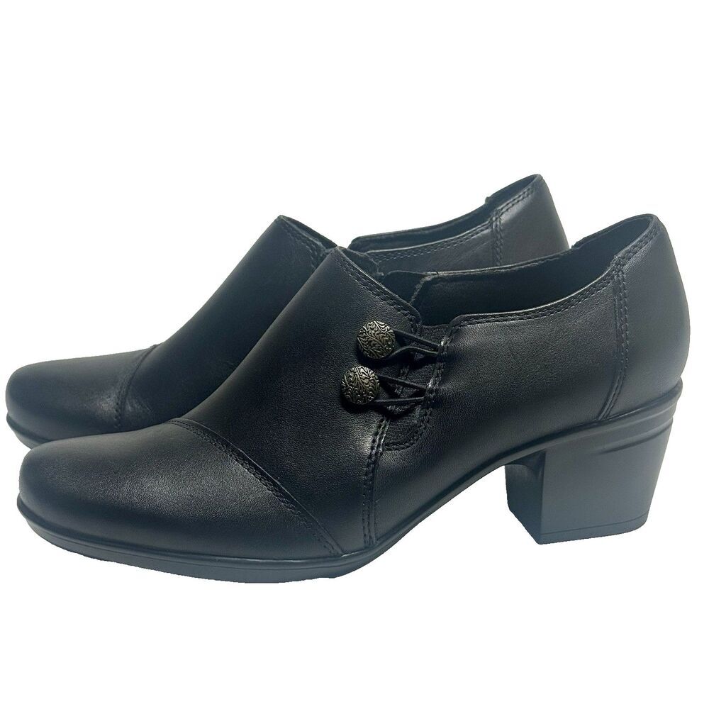 Clarks Size 8.5 M Black Emslie Warren Side Zip Loafer Bootie Witchy Preppy - Picture 1 of 13